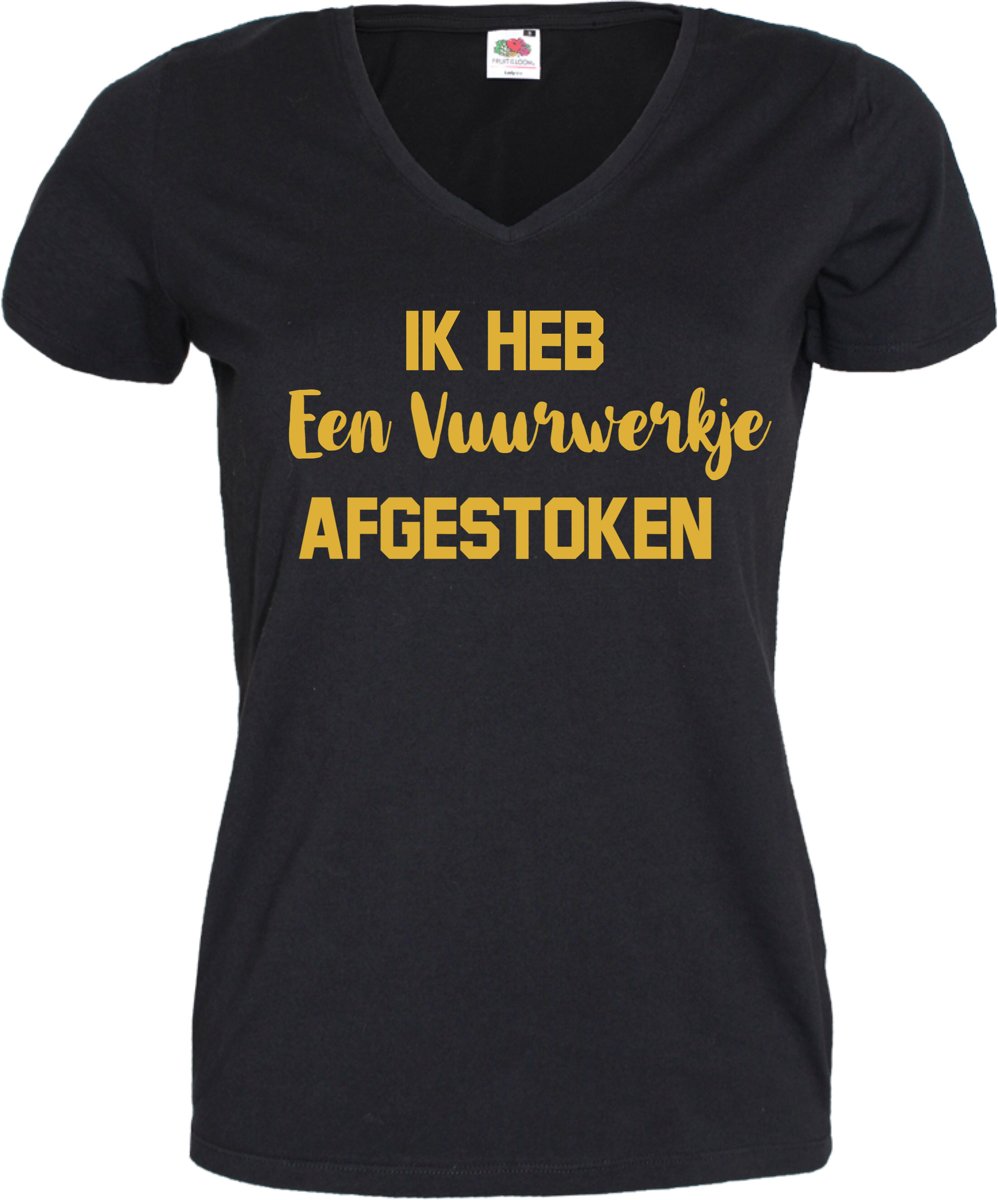 Nieuwjaar shirt voor dames vuurwerkje | Knallend het nieuwe jaar in! | Leuk shirt voor oud en nieuw 2020 | T-shirt dames met tekst vuurwerkje | Shirt met tekst Oud & Nieuw.